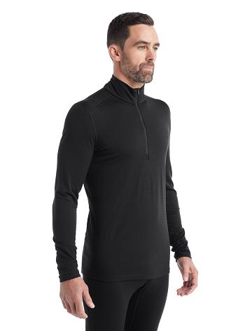 Base Layers Icebreaker Merino 200 Oasis Long Sleeve Half Zip Thermal Top Homme Noir | FR 1361UZGT